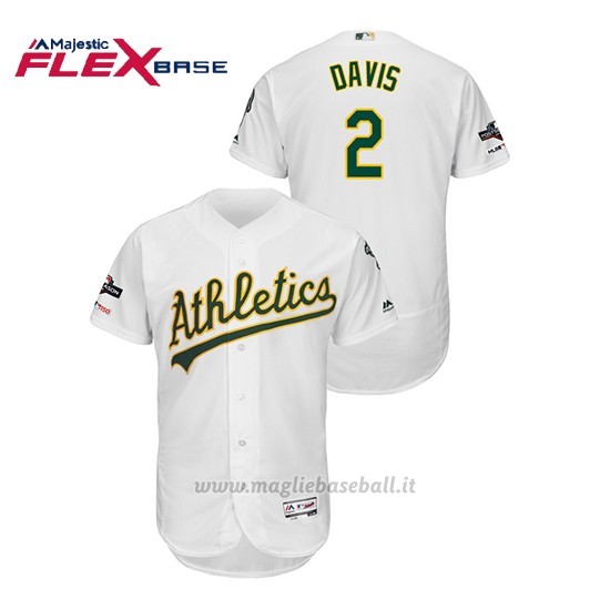 Maglia Baseball Uomo Oakland Athletics 2 Khris Davis 2019 Postseason Flex Base Bianco